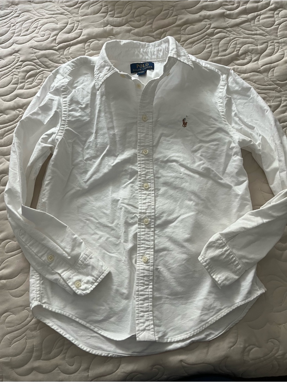 Polo by Ralph Lauren Kids White Cotton Button-Down Shirt Size M